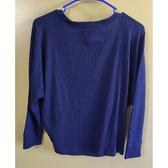 Anthropologie Cropped Long Slv V Neck Waffle Knit Top Size S Casual Y2K Preppy - Picture 4 of 4